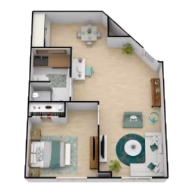 Gardenia One Bedroom floor plan
