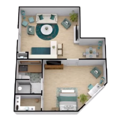 Hibiscus One Bedroom floor plan