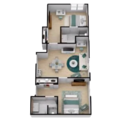 Poinciana Two Bedroom floor plan